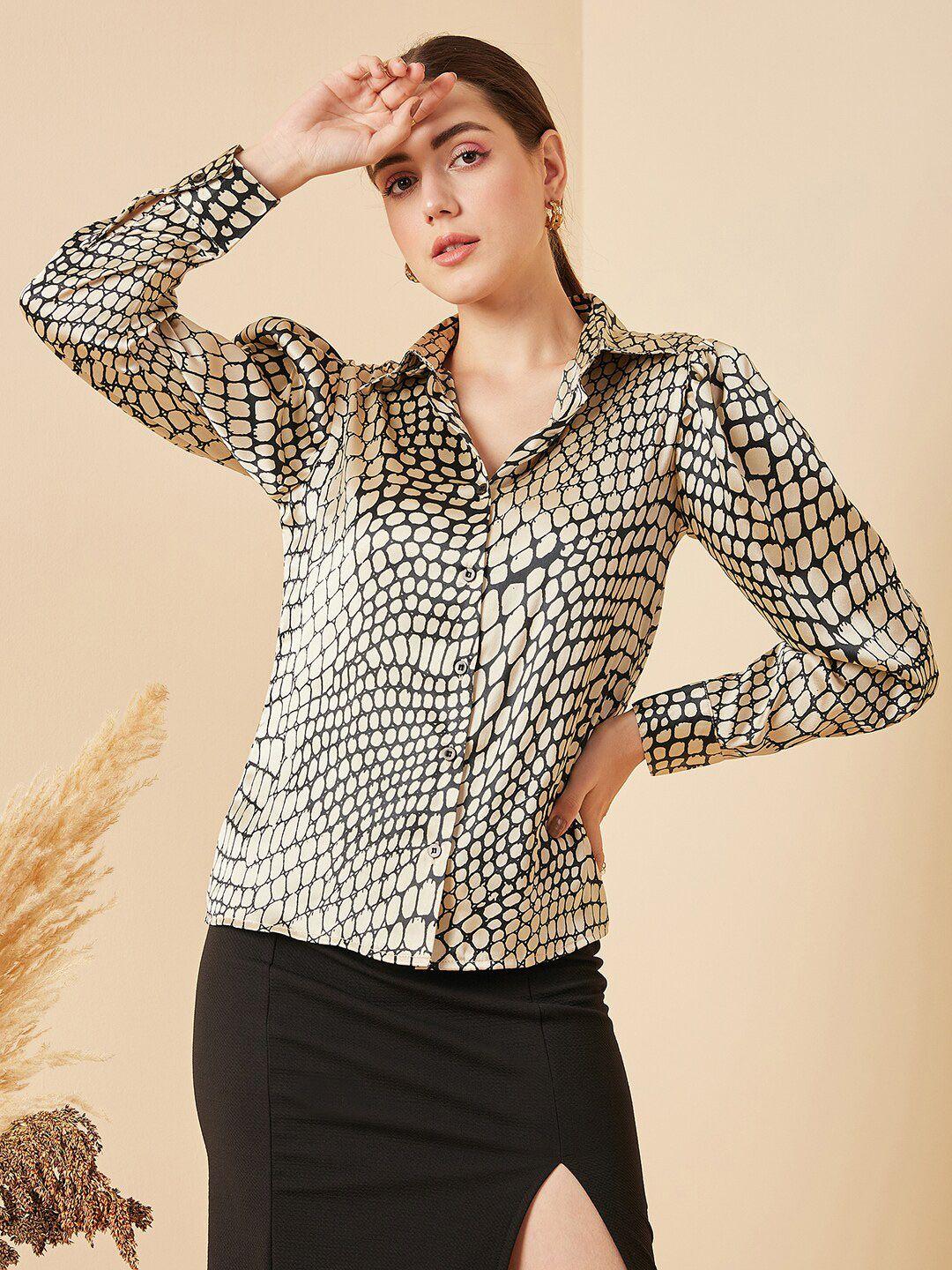 marie claire abstract printed satin casual shirt