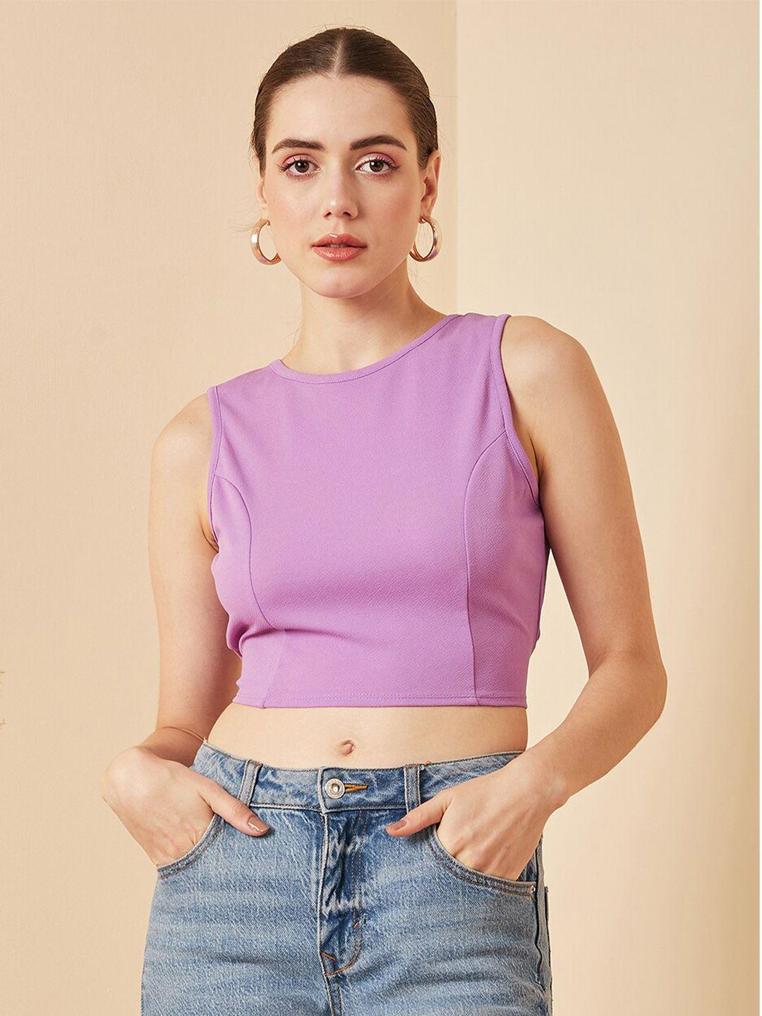 rare round neck waist tie-ups fitted crop top