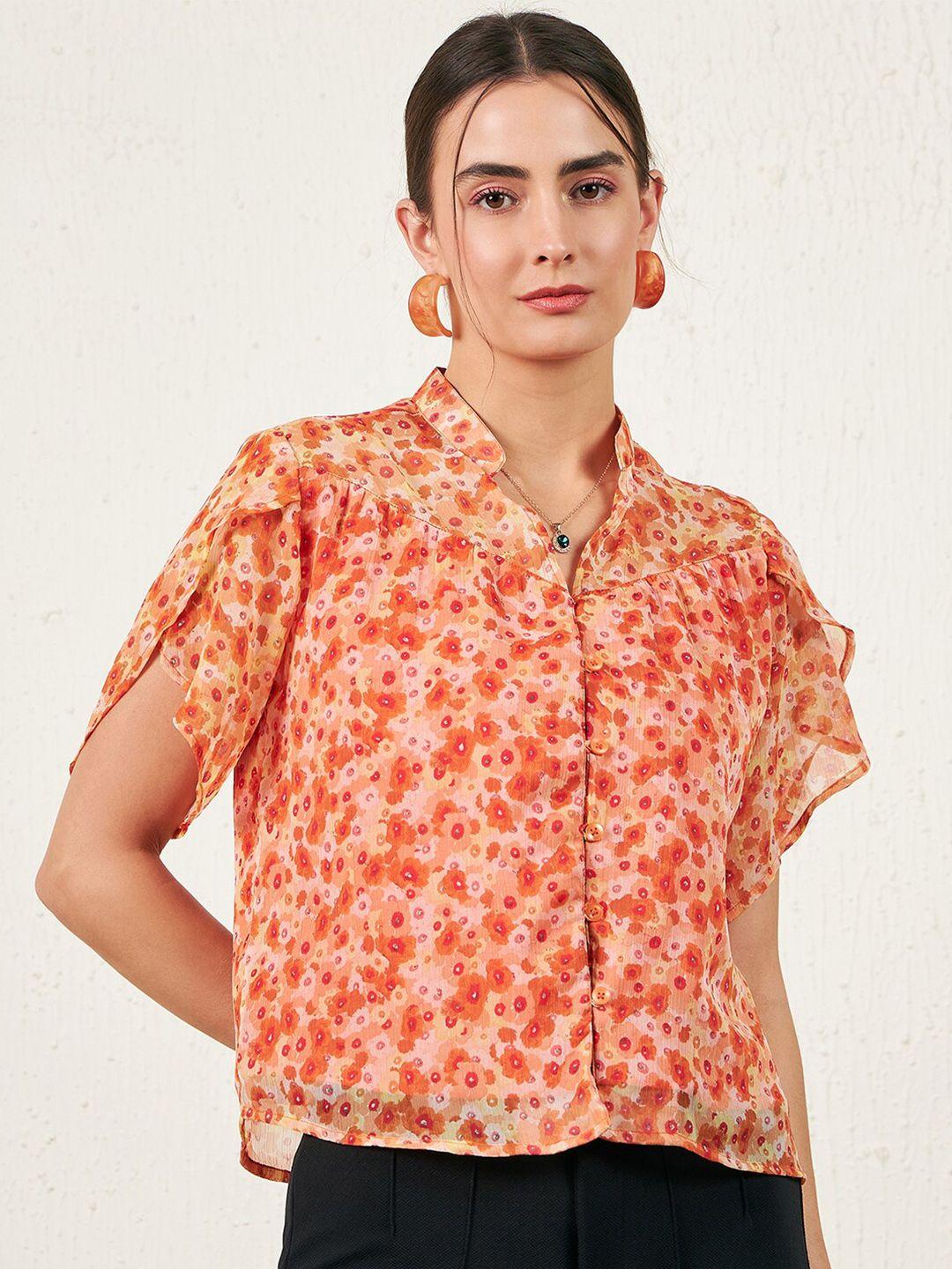 rare floral printed shirt style top