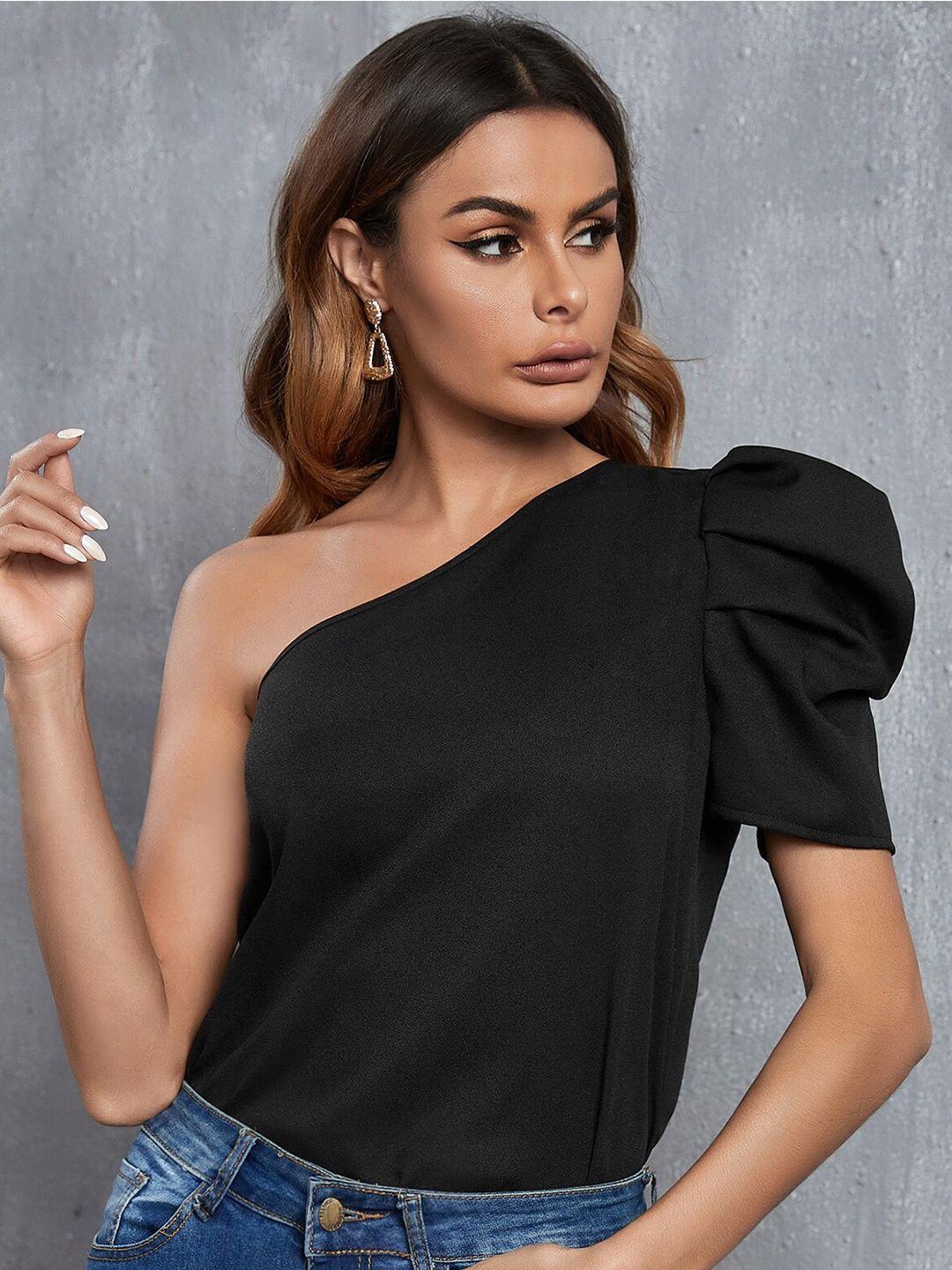 rare one shoulder puff sleeve regular top