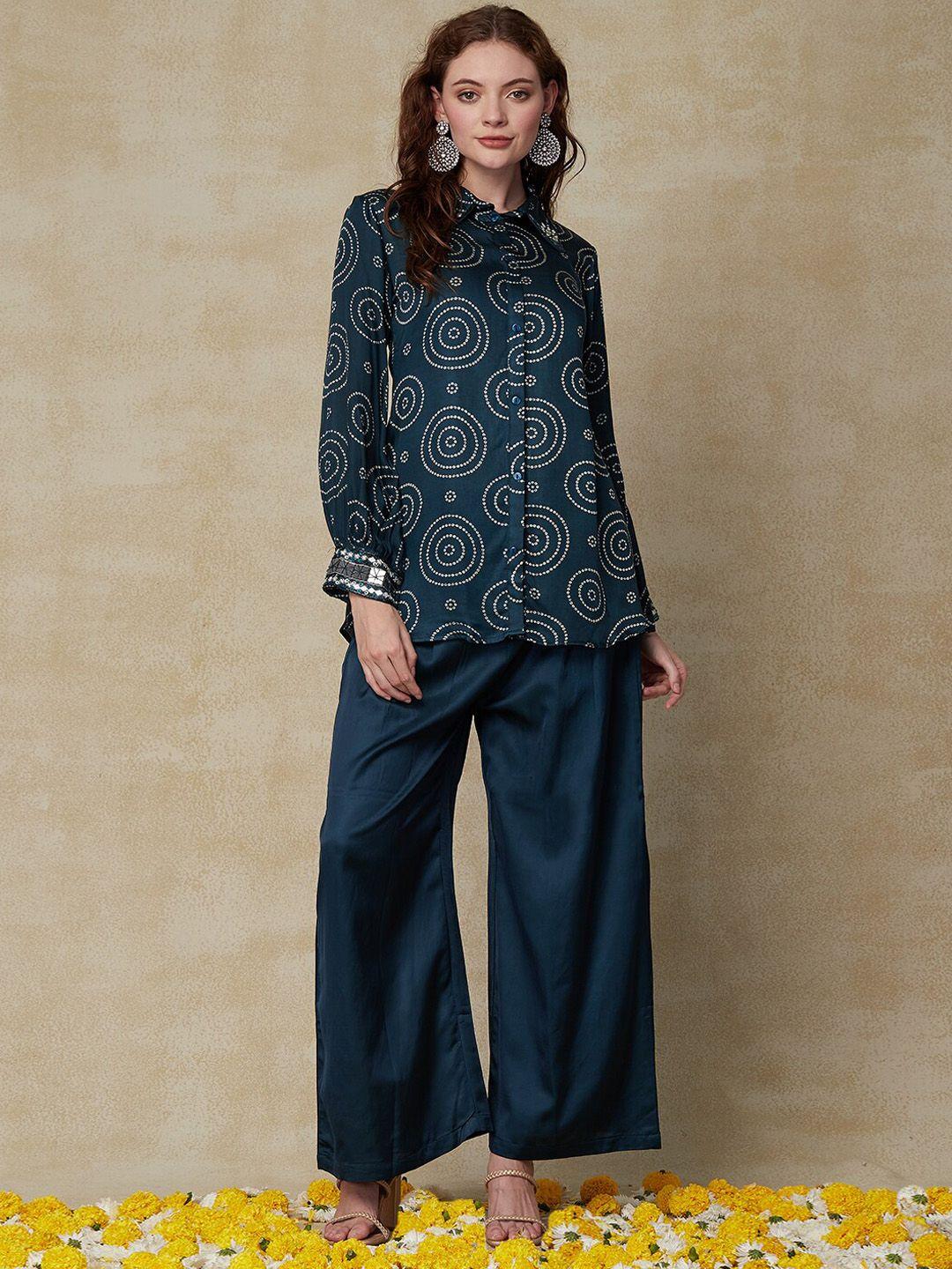 envy me by fashor bandhani printed shirt with palazzos