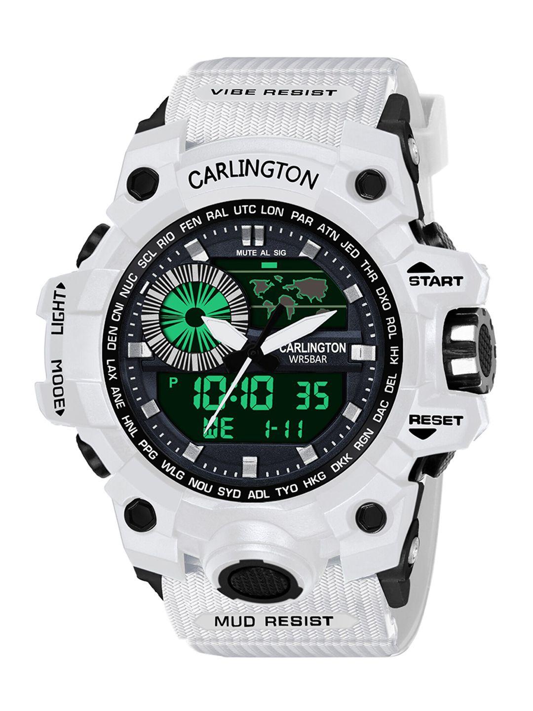 carlington men straps multi function analogue and digital watch ct 3388 white