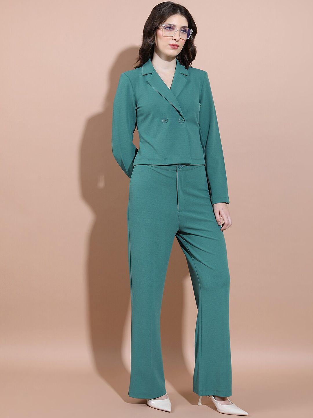 ketch lapel neck double button crop blazer with trousers