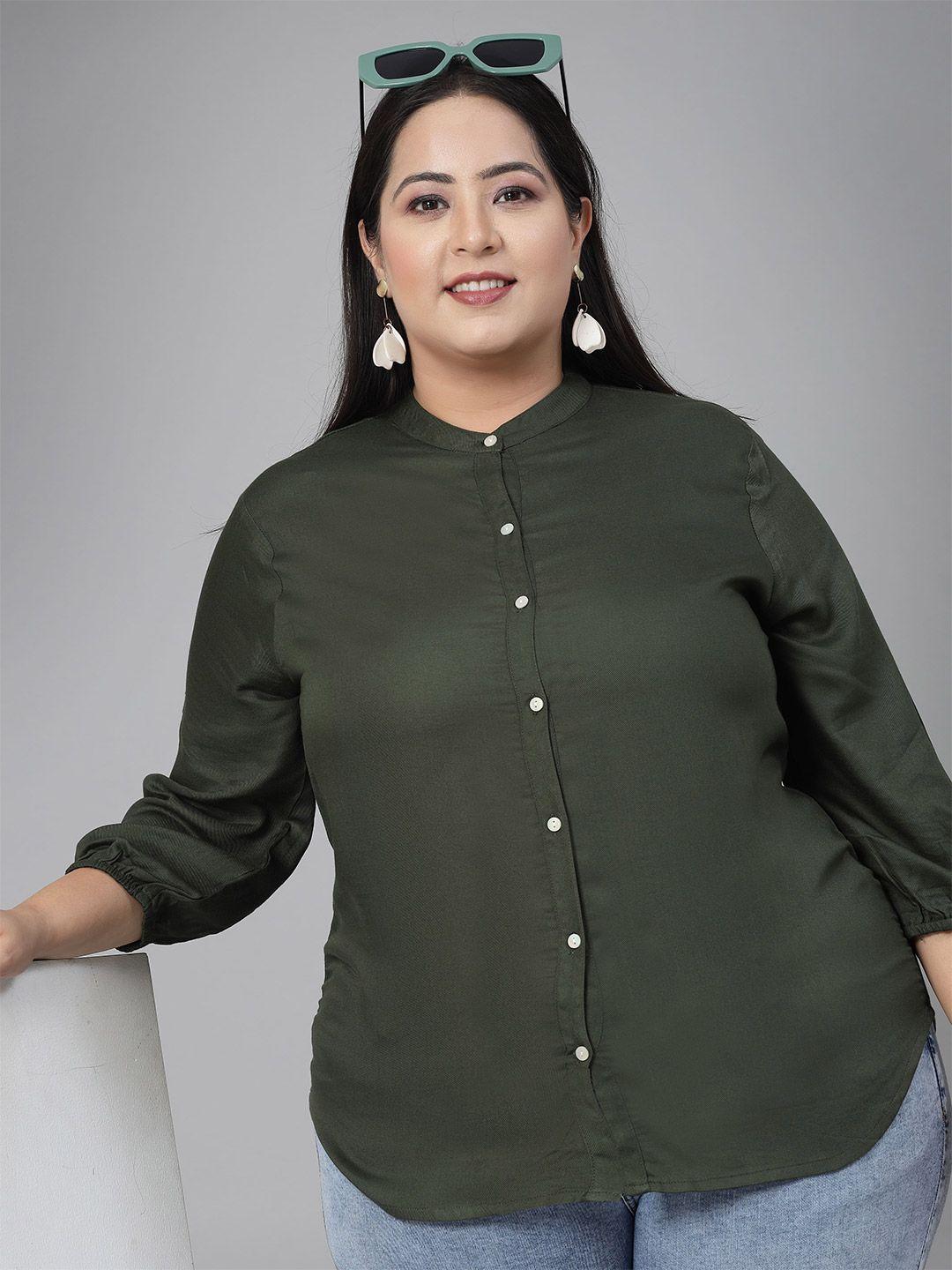 style quotient plus size smart fit band collar shirt