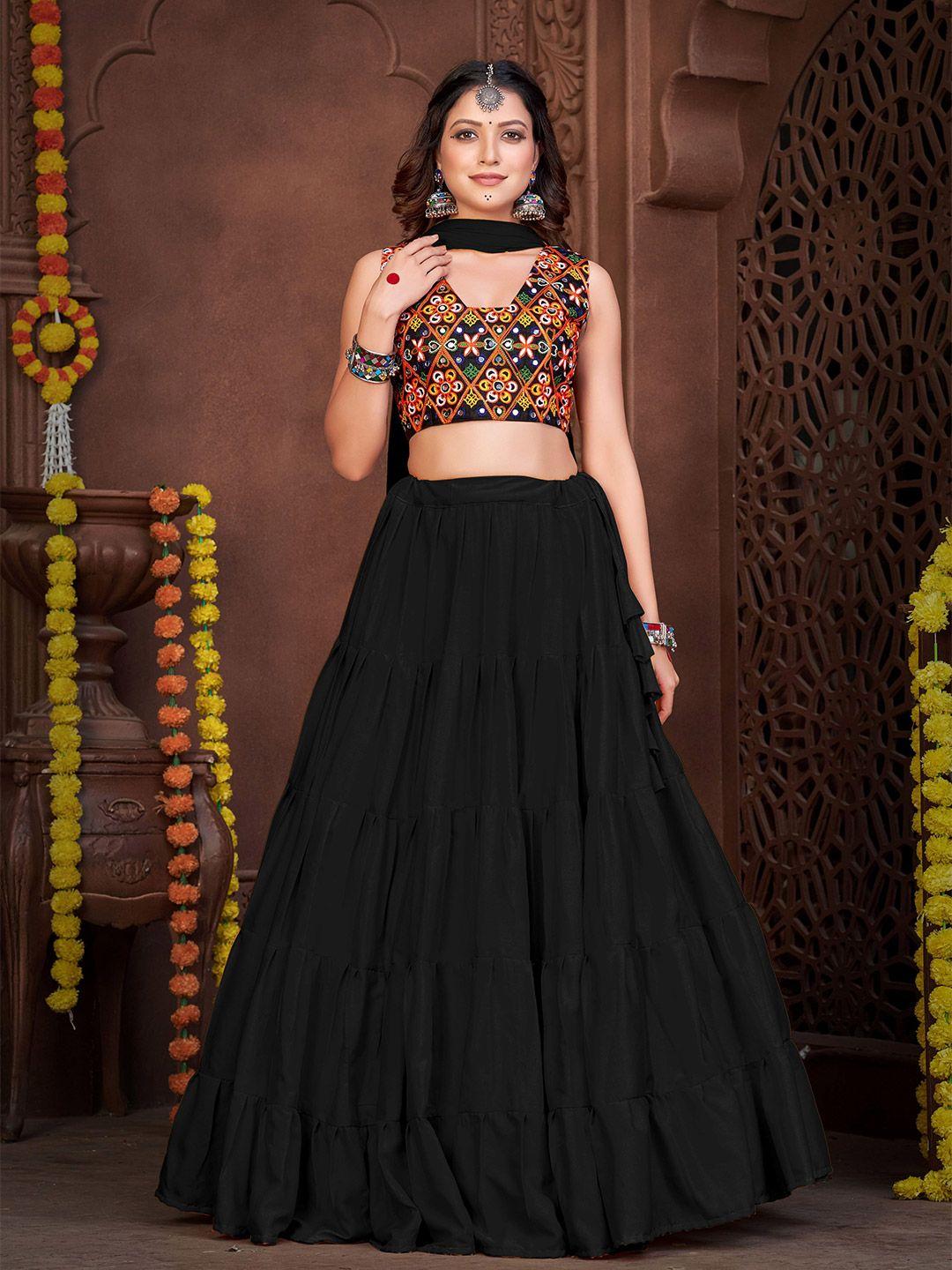 kalini embroidered semi-stitched lehenga & unstitched blouse with dupatta