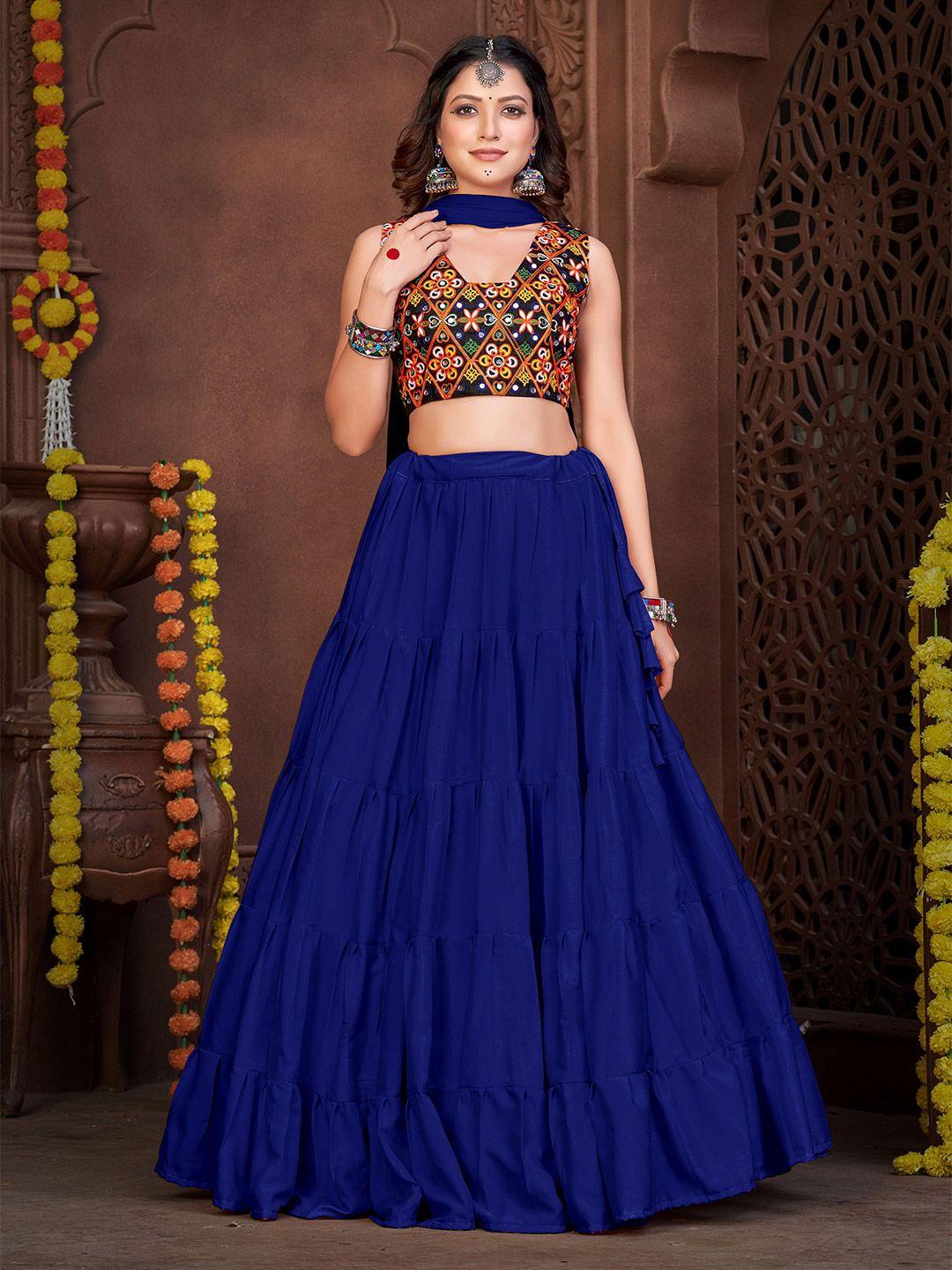 kalini embroidered mirror work lehenga choli with dupatta