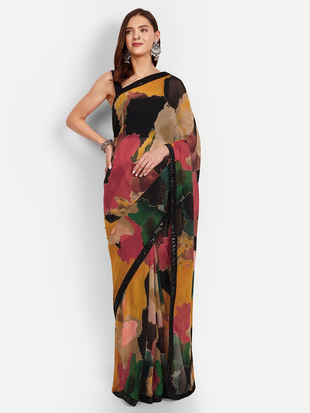 drapemall abstract printed sequinned saree