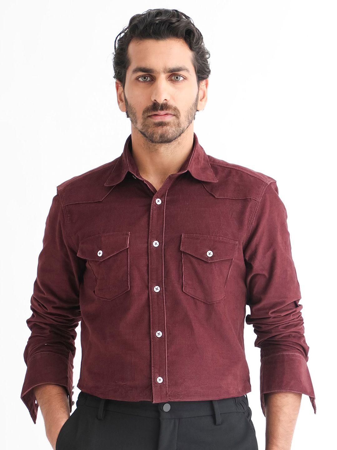 rare rabbit slim fit spread collar chest pocket casual shirt