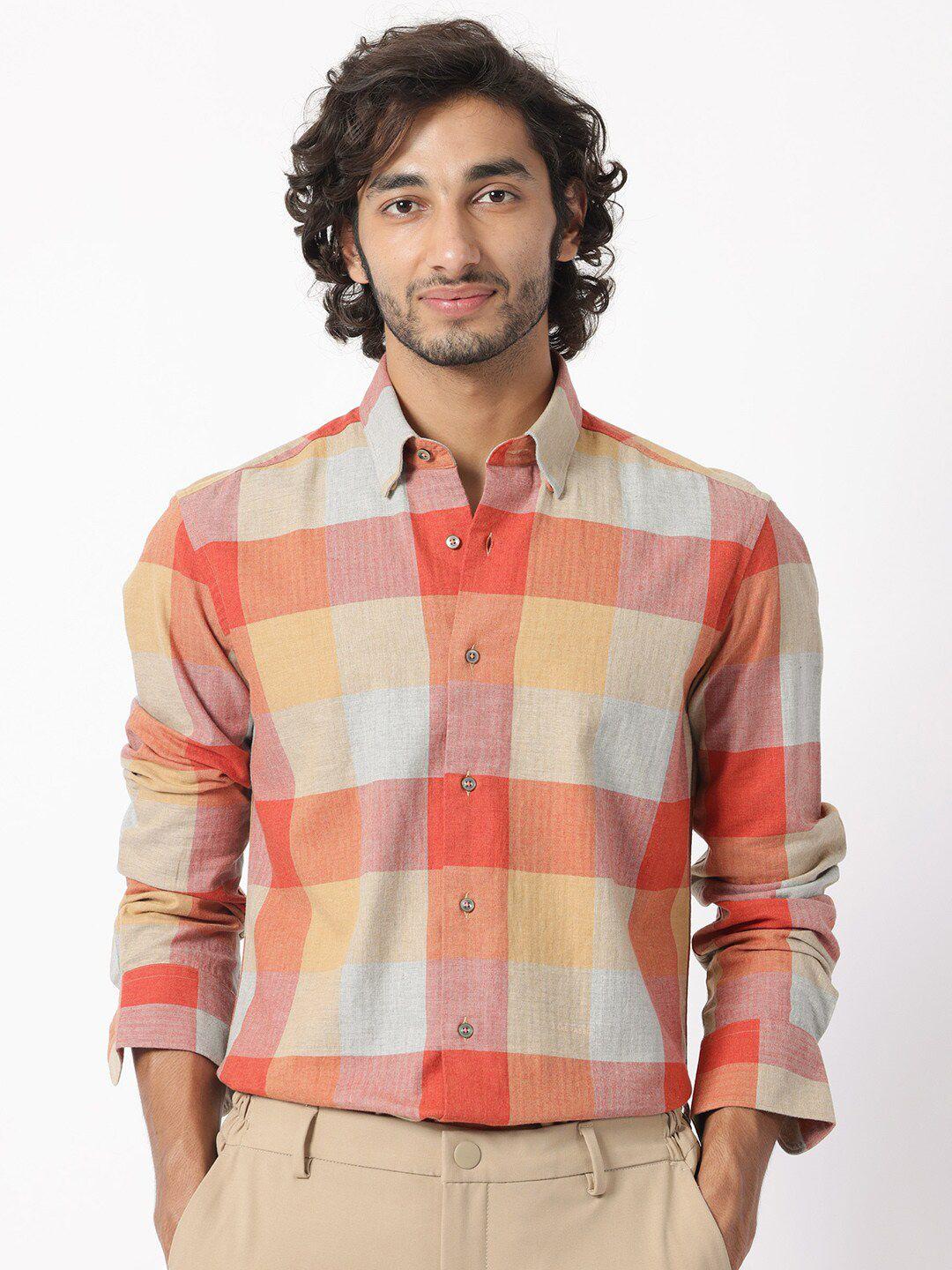 rare rabbit opaque checked casual shirt