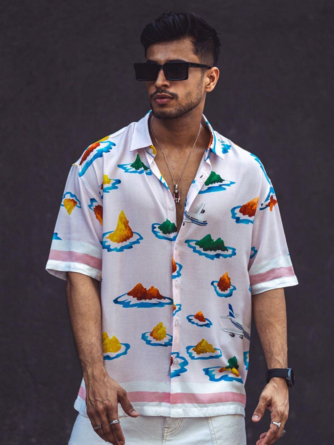 powerlook india slim fit conversational printed oversized casual shirt