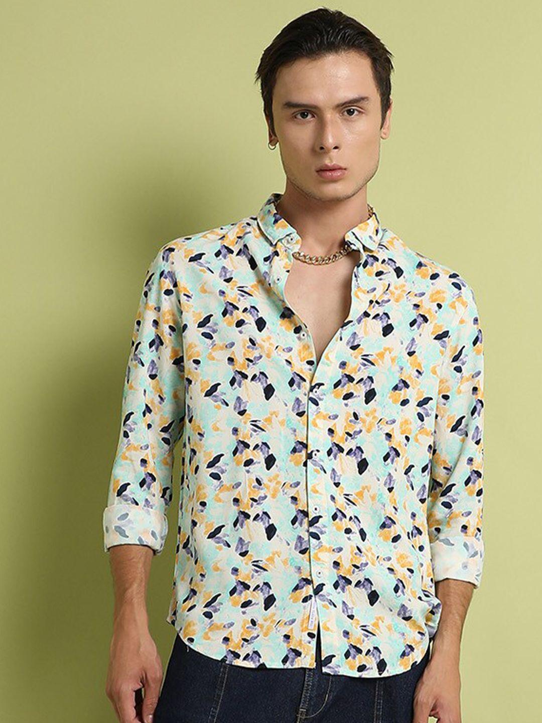 campus sutra abstract printed classic cotton casual shirt