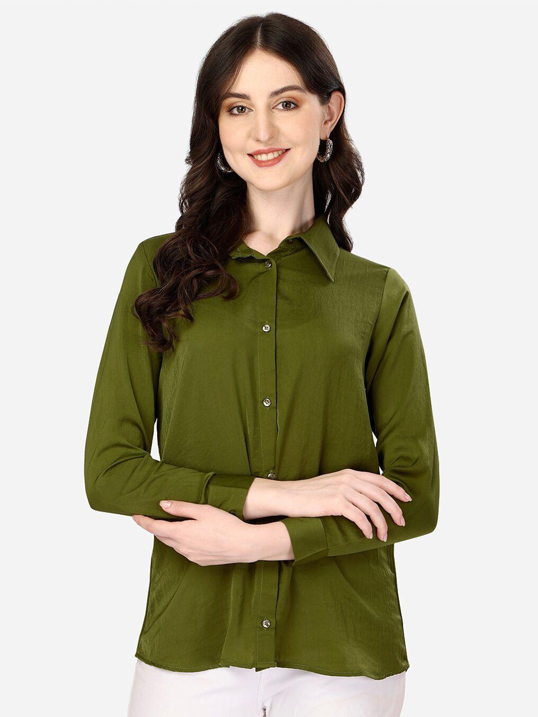 mclothings classic spread collar satin casual shirt