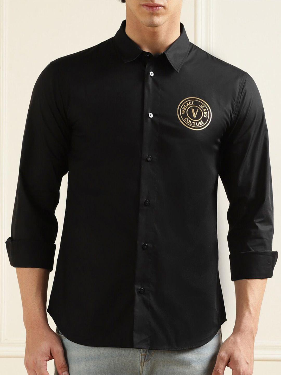 versace jeans couture men black opaque casual shirt