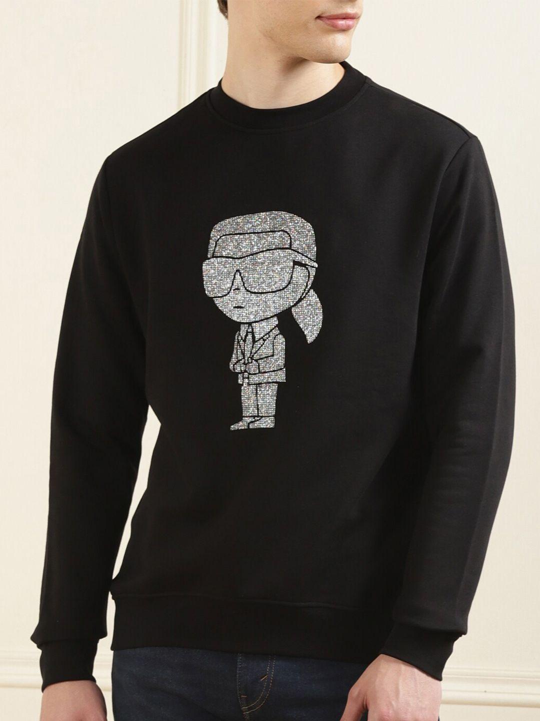 karl lagerfeld graphic printed pure cotton pullover sweatshirt