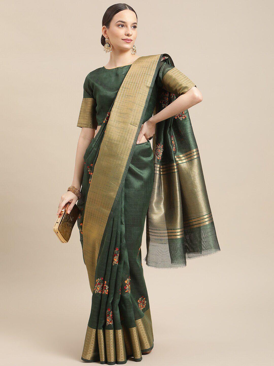 mitera floral embroidered zari saree