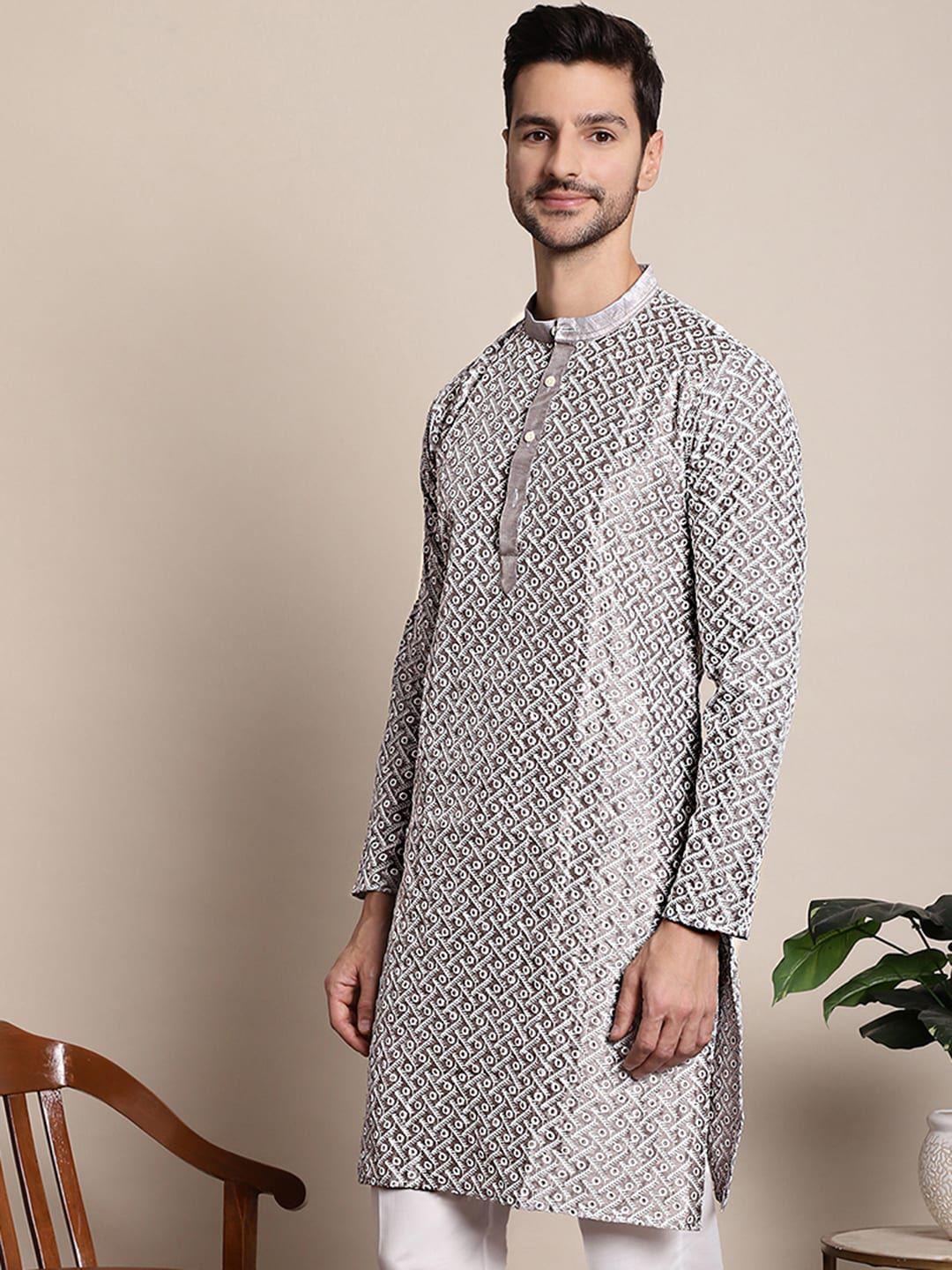 anouk embroidered dupion silk kurta