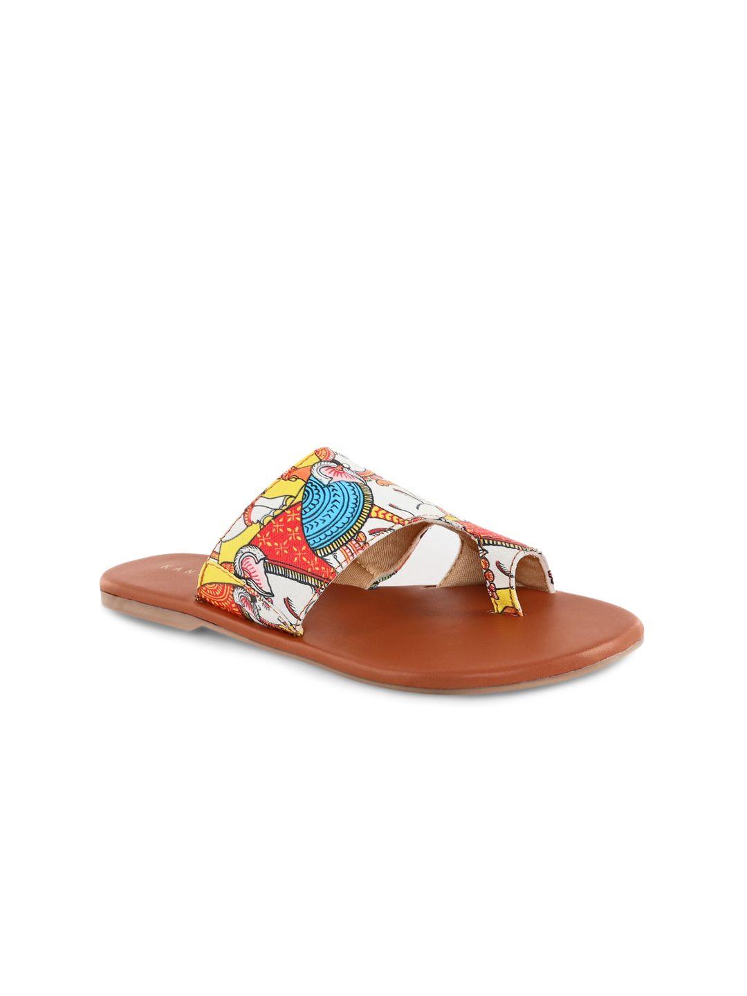 kanvas printed ethnic one toe flats