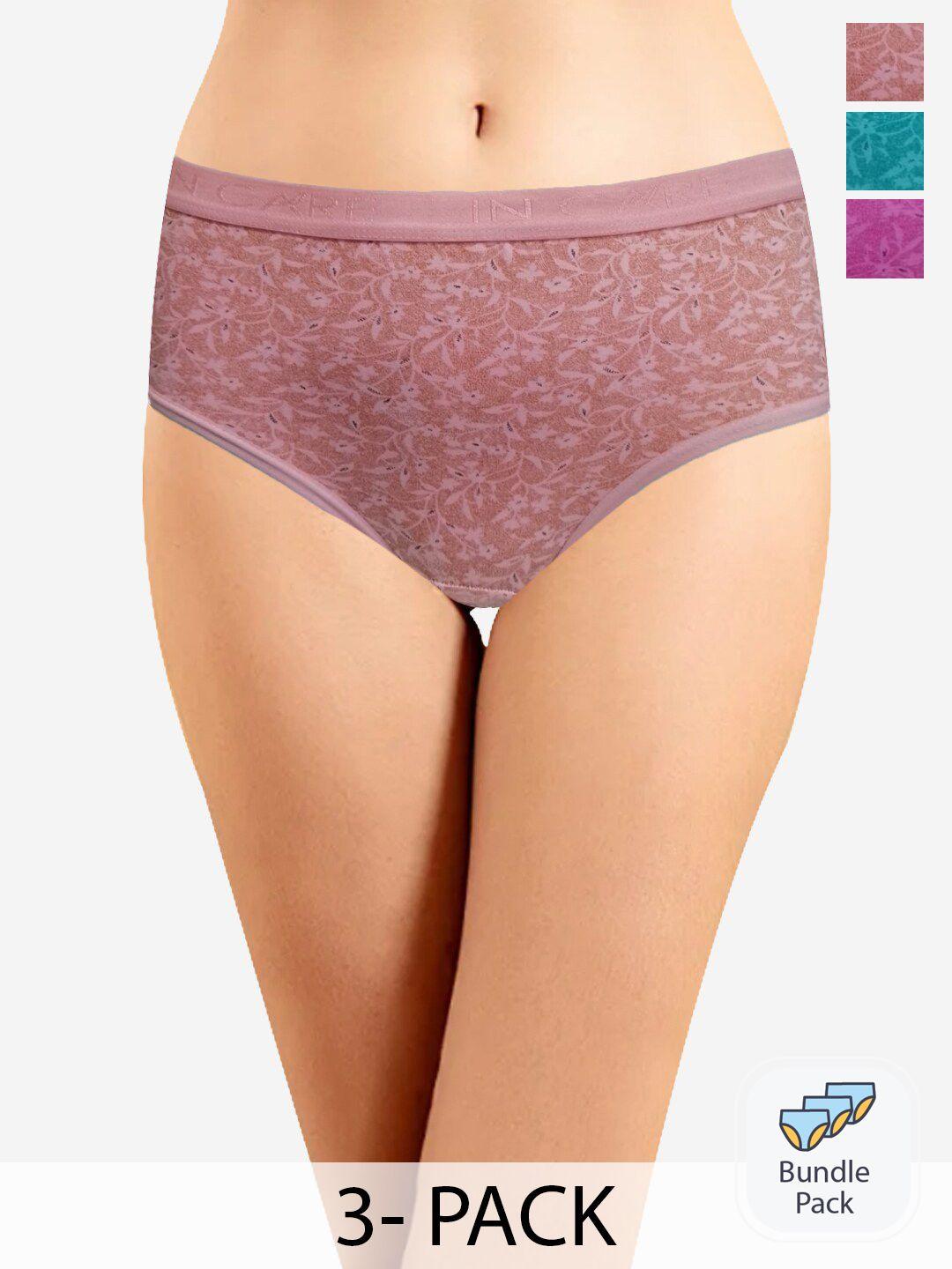 in care women pack of 3 printed pure cotton hipster briefs