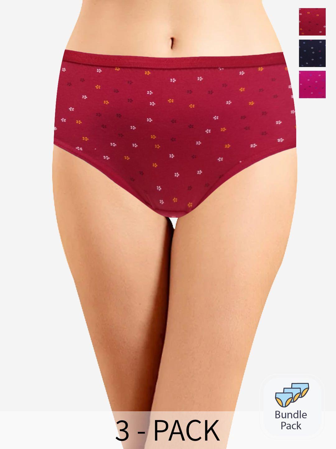 in care women pack of 3 printed pure cotton hipster briefs