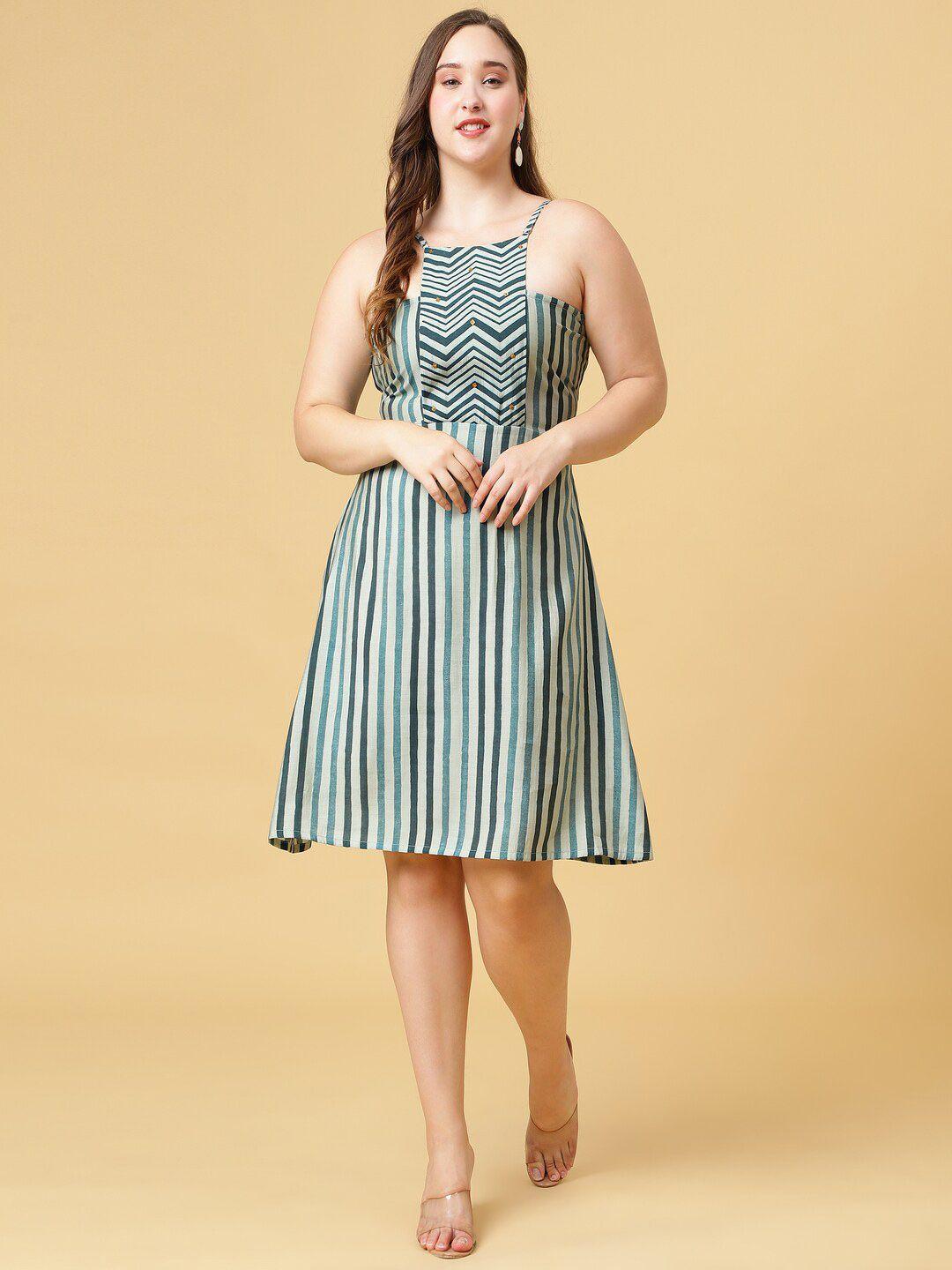 curvy lane striped a-line dress