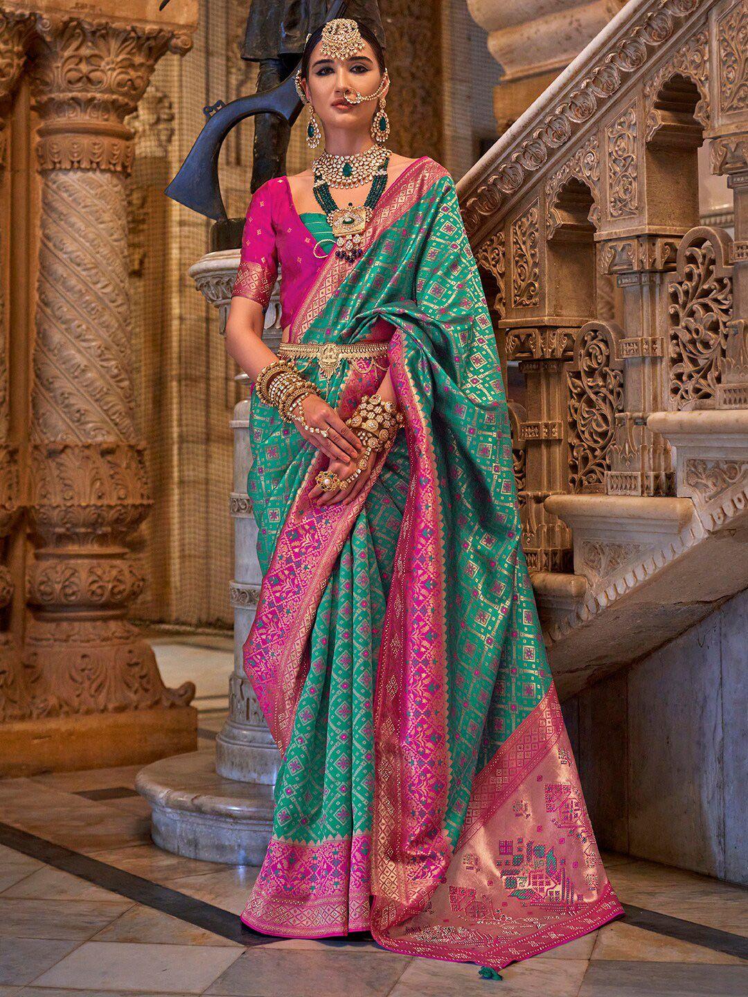 anouk ethnic motifs woven design beads and stones banarasi saree