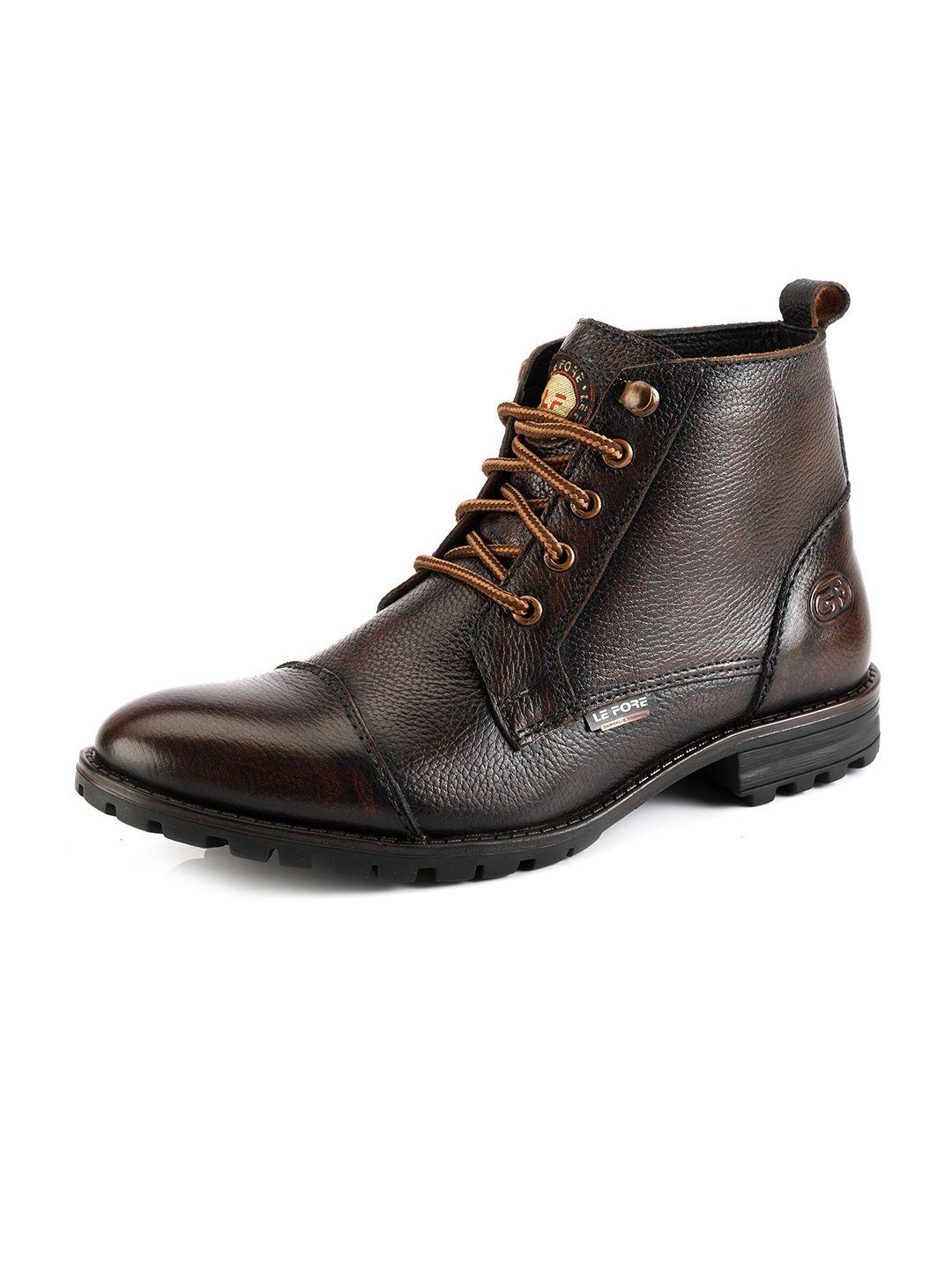 lefore men leather mid-top platform boots