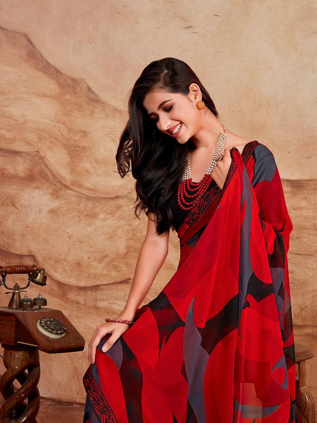 sangria abstract printed embroidered saree