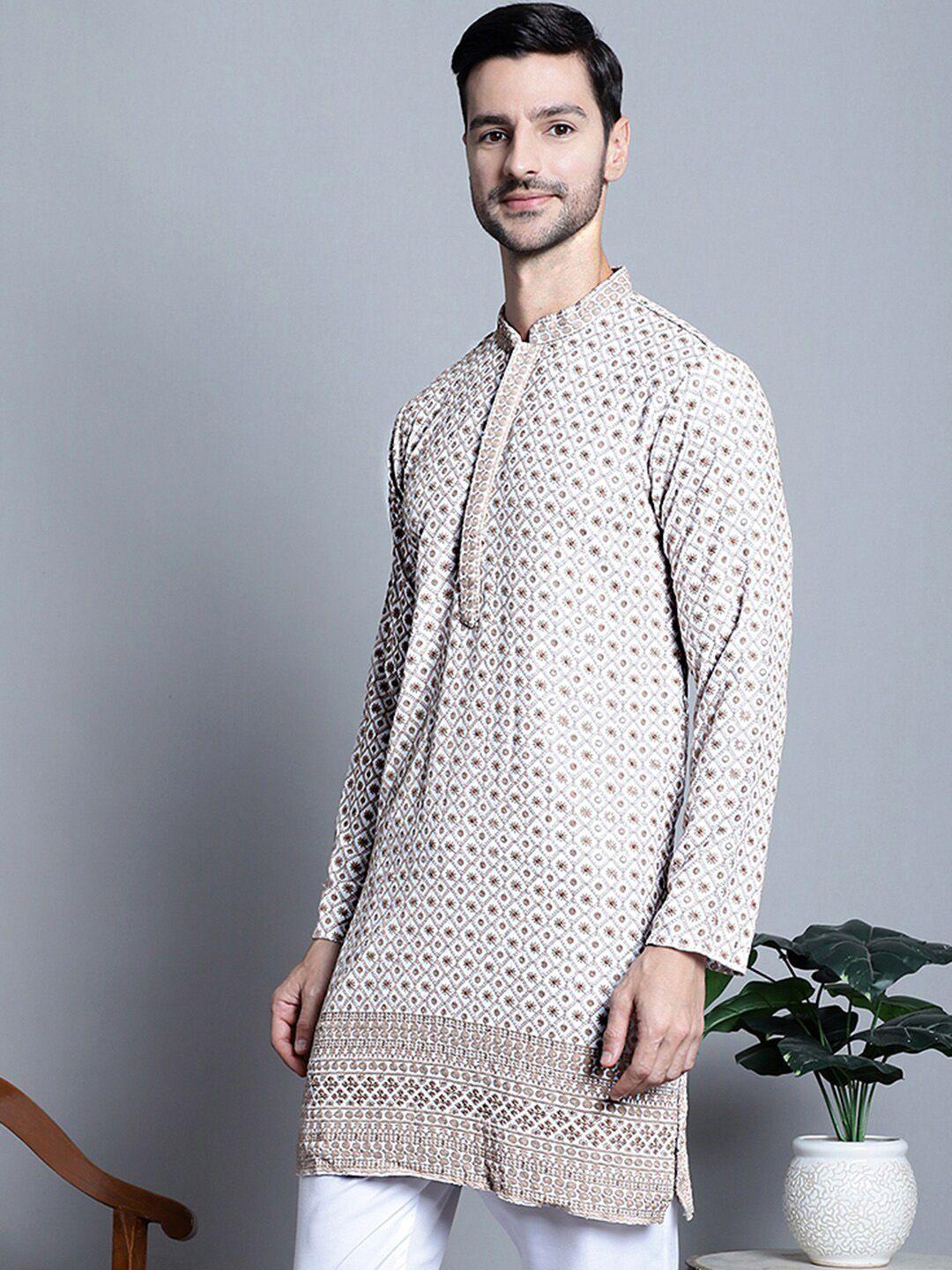 jompers ethnic motifs embroidered mandarin collar straight kurta