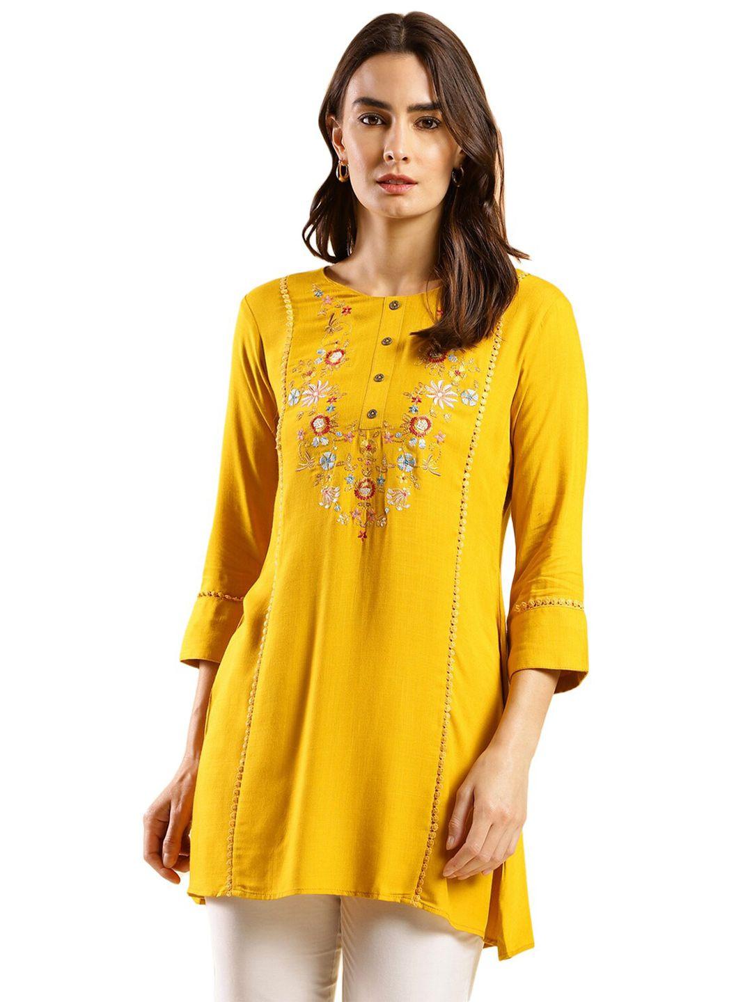 nimayaa floral yoke embroidered top