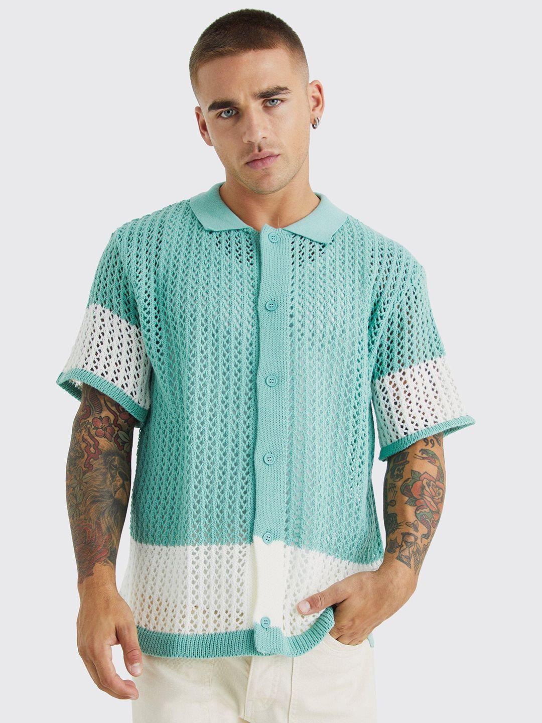 boohooman crochet casual shirt