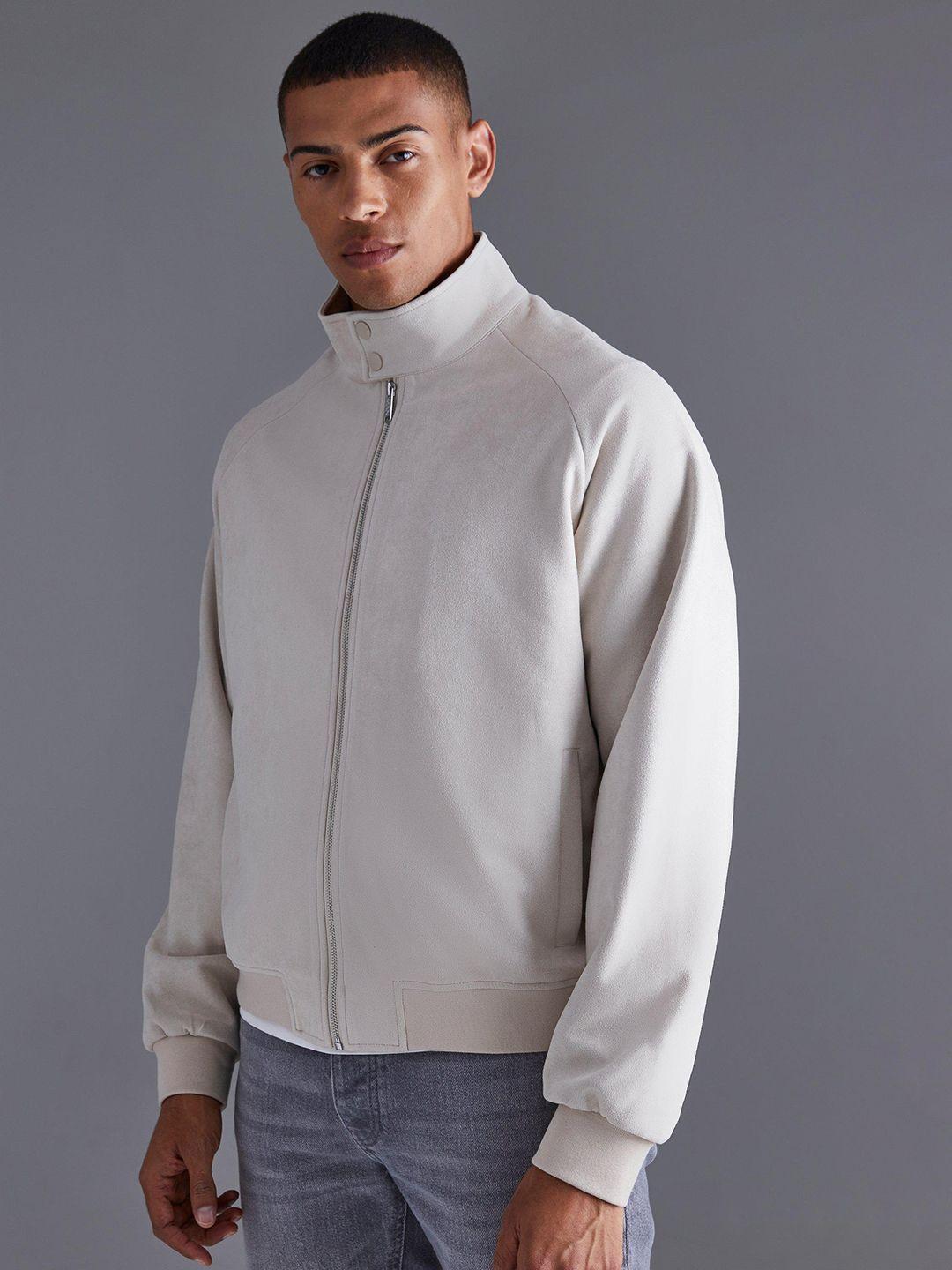 boohooman suedette funnel neck bomber jacket