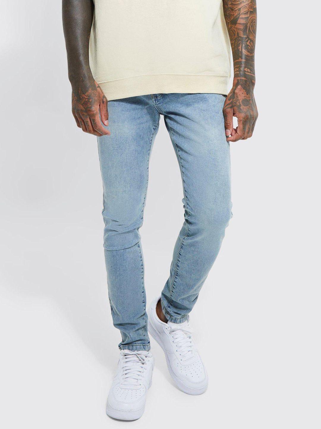 boohooman men skinny fit light fade stretchable jeans