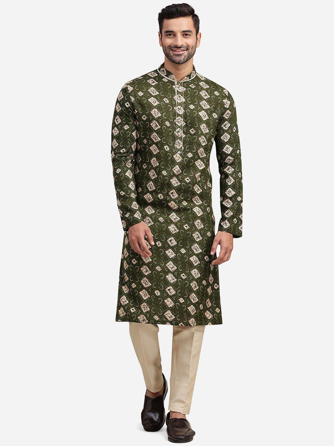 the kurta company ethnic motifs printed mandarin collar straight kurta