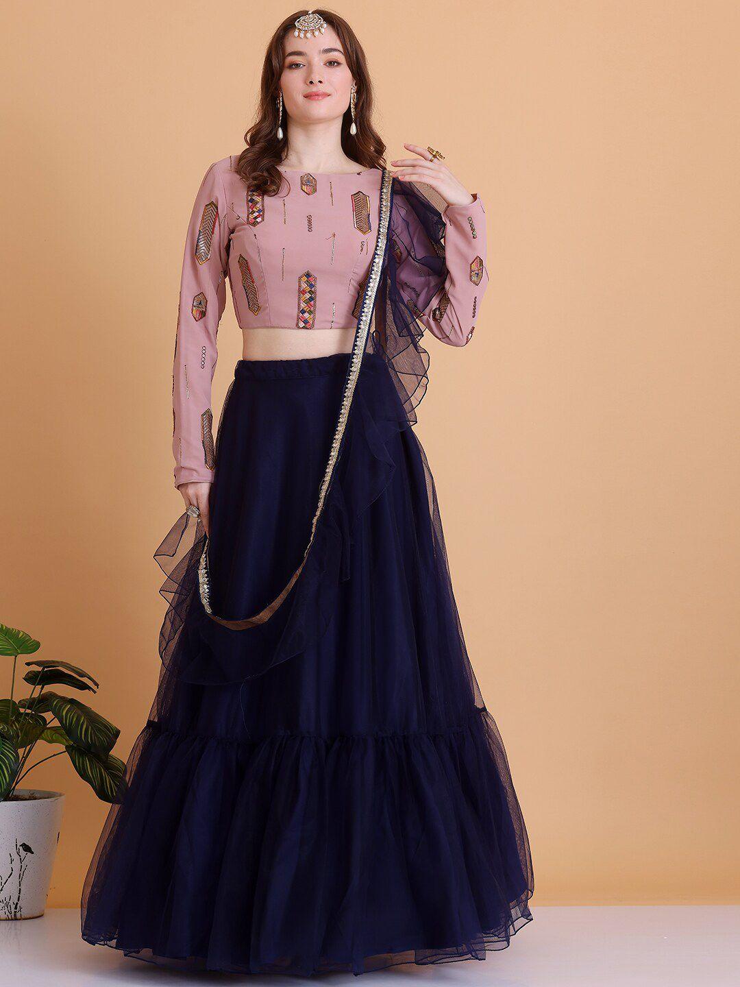 ethnovog embroidered ready to wear lehenga & blouse with dupatta