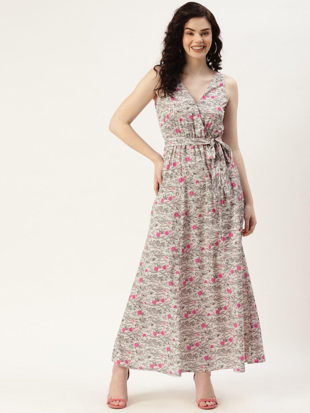 sleek italia floral printed crepe a-line dress comes with a belt