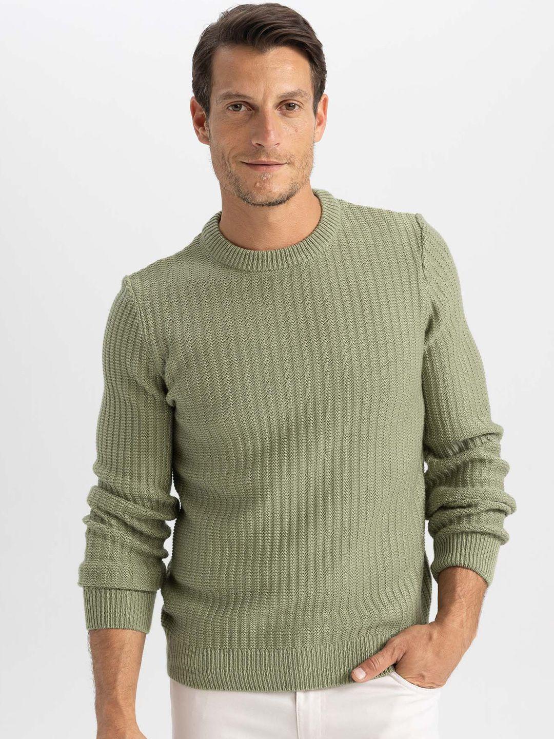 defacto men green ribbed pullover