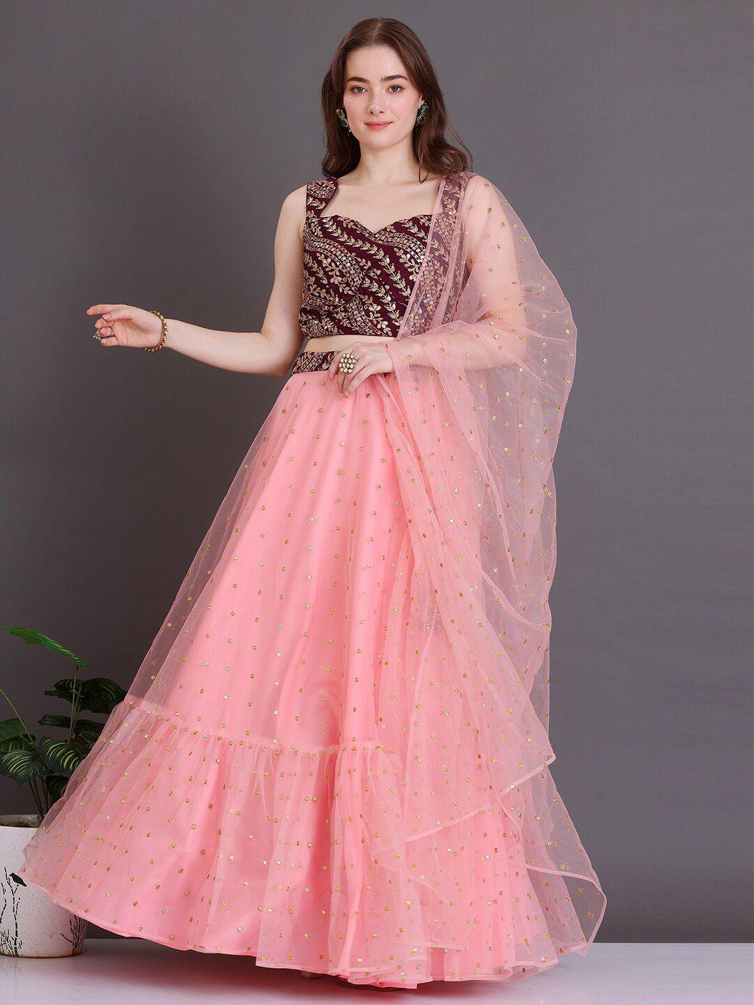 ethnovogembroidered sequinned ready to wear lehenga & blouse with dupatta