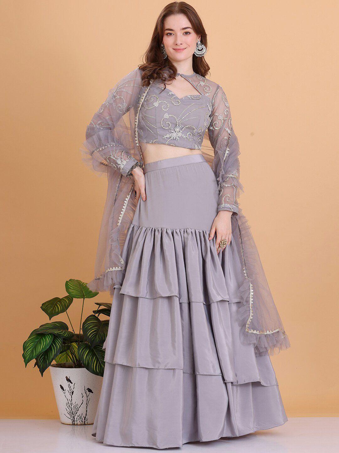 ethnovog embellished sequinned detail ready to wear lehenga & blouse with dupatta