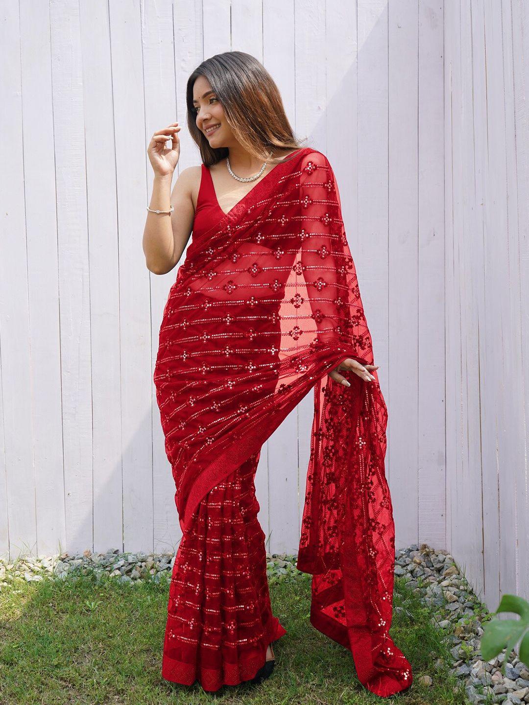 anouk embellished sequinned net saree