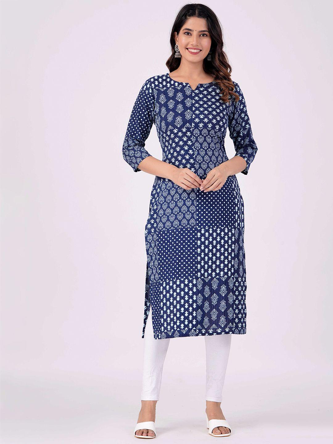 parchhai ethnic motifs printed straight kurta