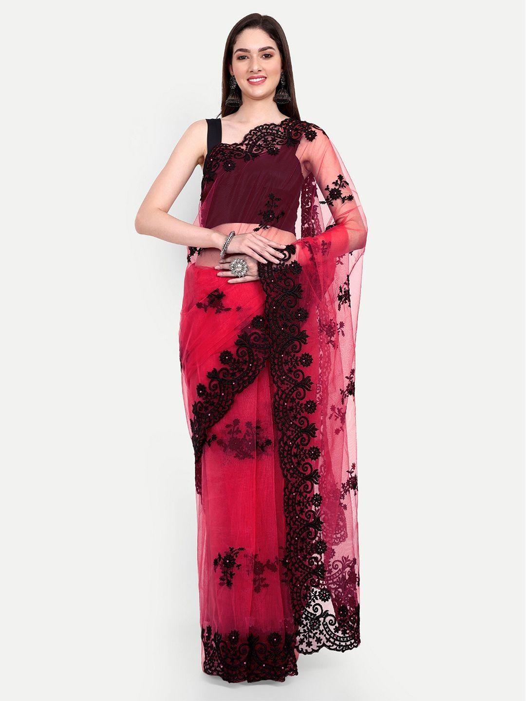 barkiya creation floral embroidered net saree