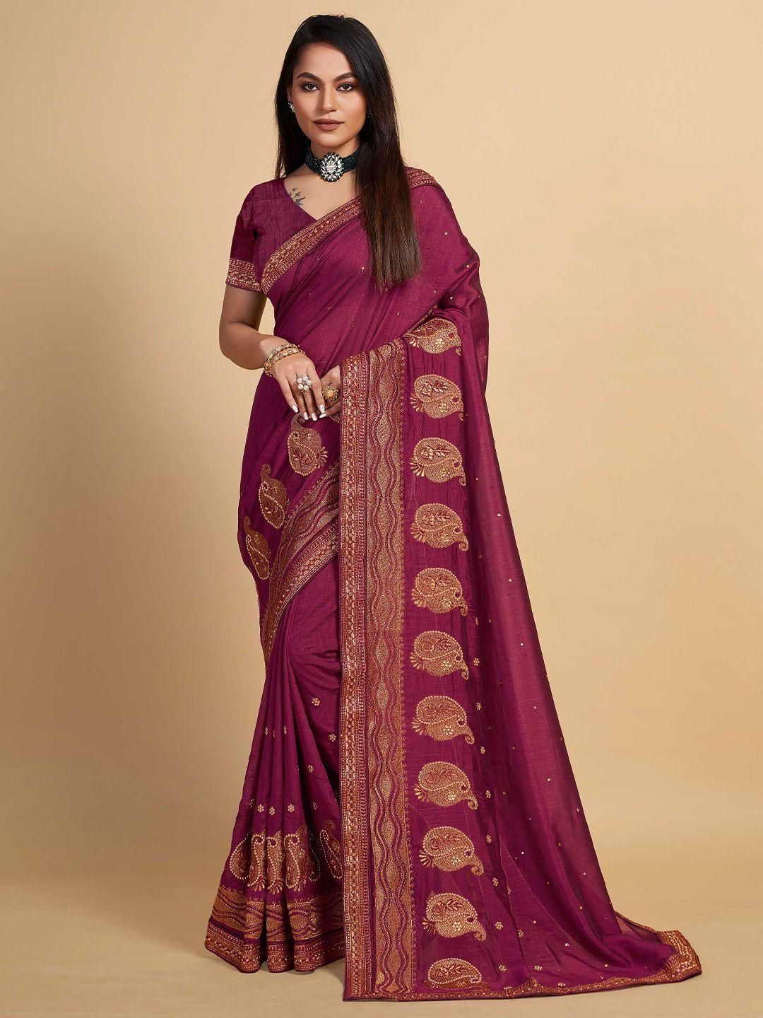 choiceit ethnic motifs embroidered silk blend maheshwari saree