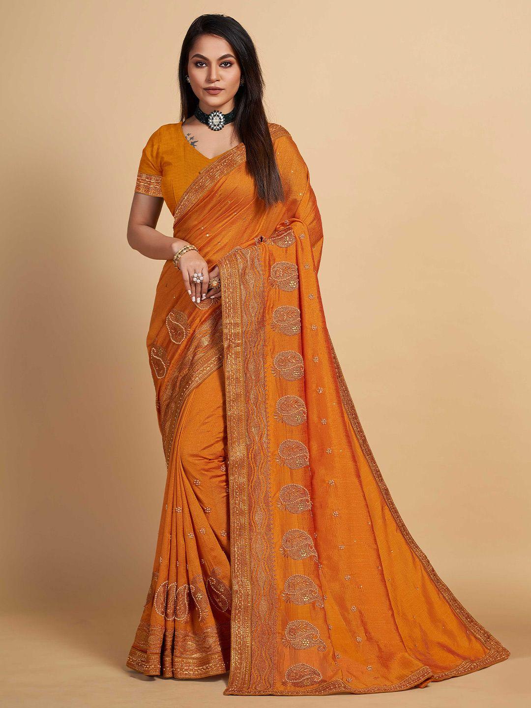 choiceit ethnic motifs embroidered silk blend maheshwari saree