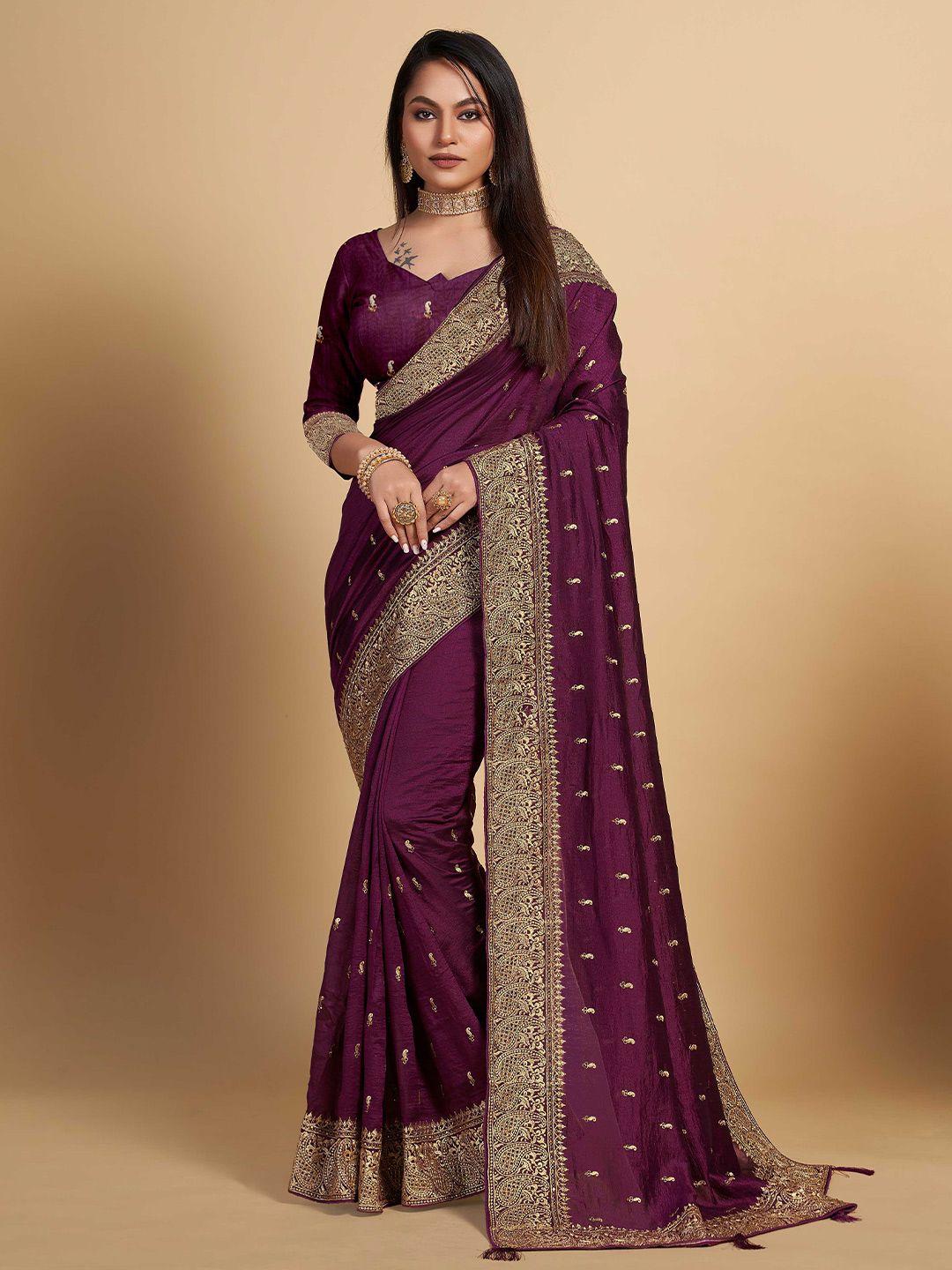 choiceit ethnic motifs embroidered silk blend maheshwari saree