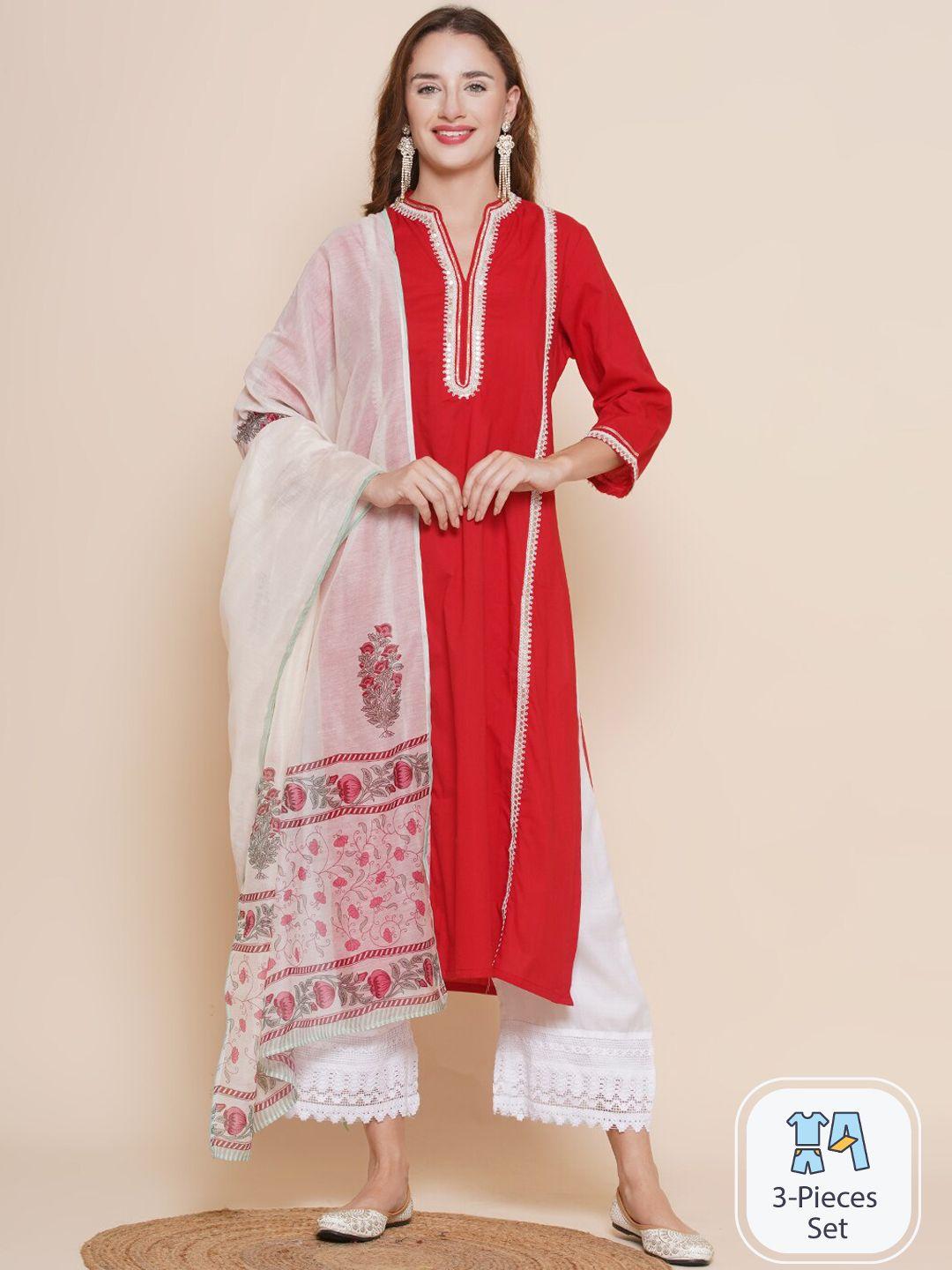 bhama couture ethnic motifs yoke design sequinned kurta & palazzos with dupatta