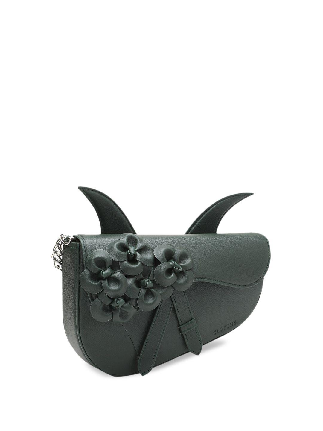 clotche structured applique sling bag