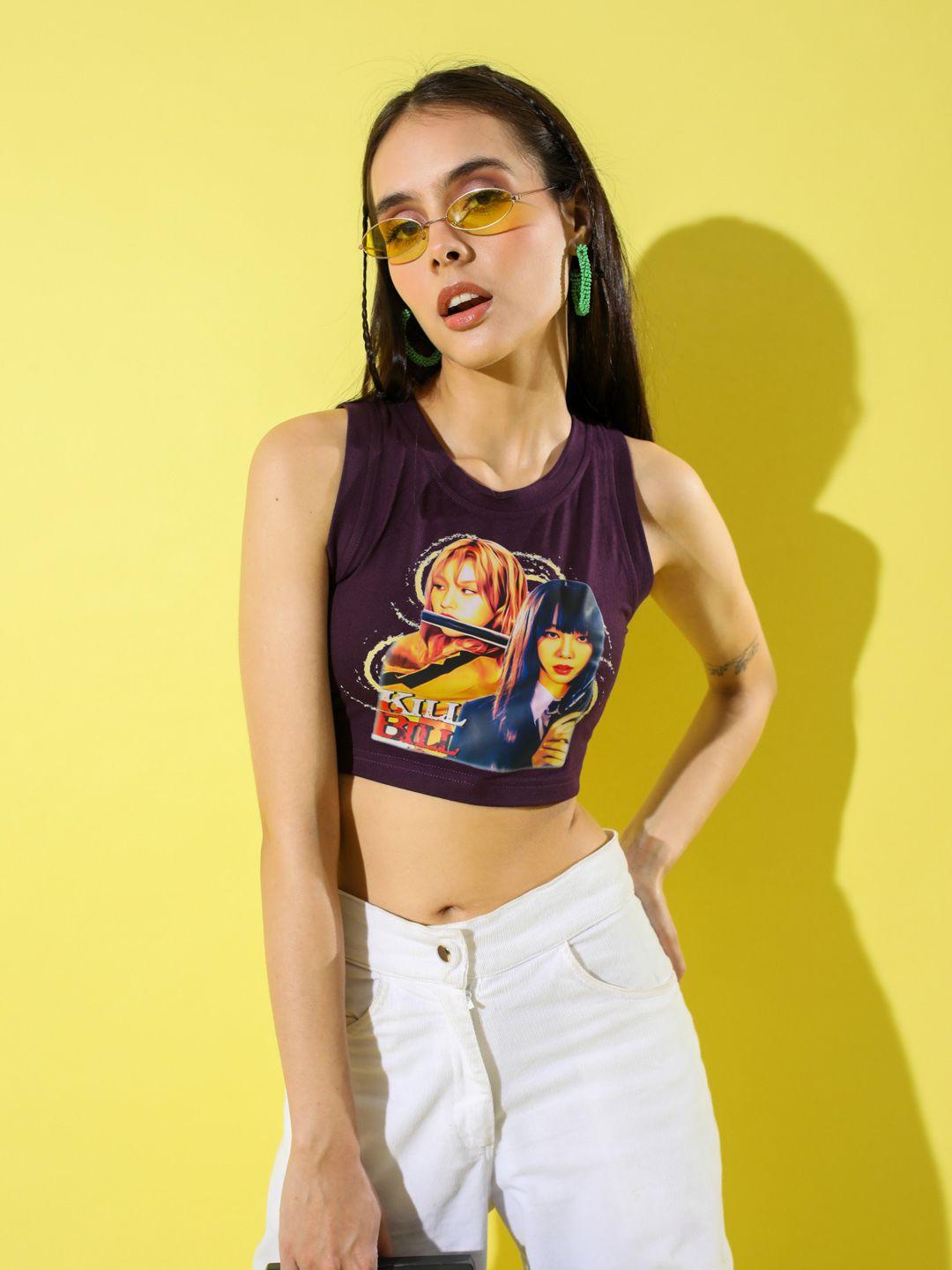 stylecast x hersheinbox graphic print cotton crop top