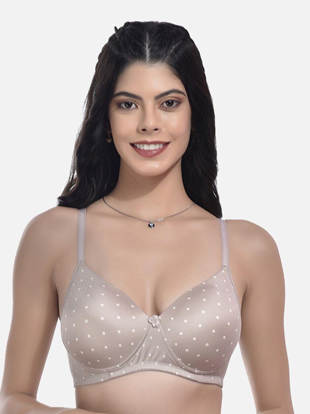 styfun polka dots printed full coverage all day comfort super support cotton t-shirt bra