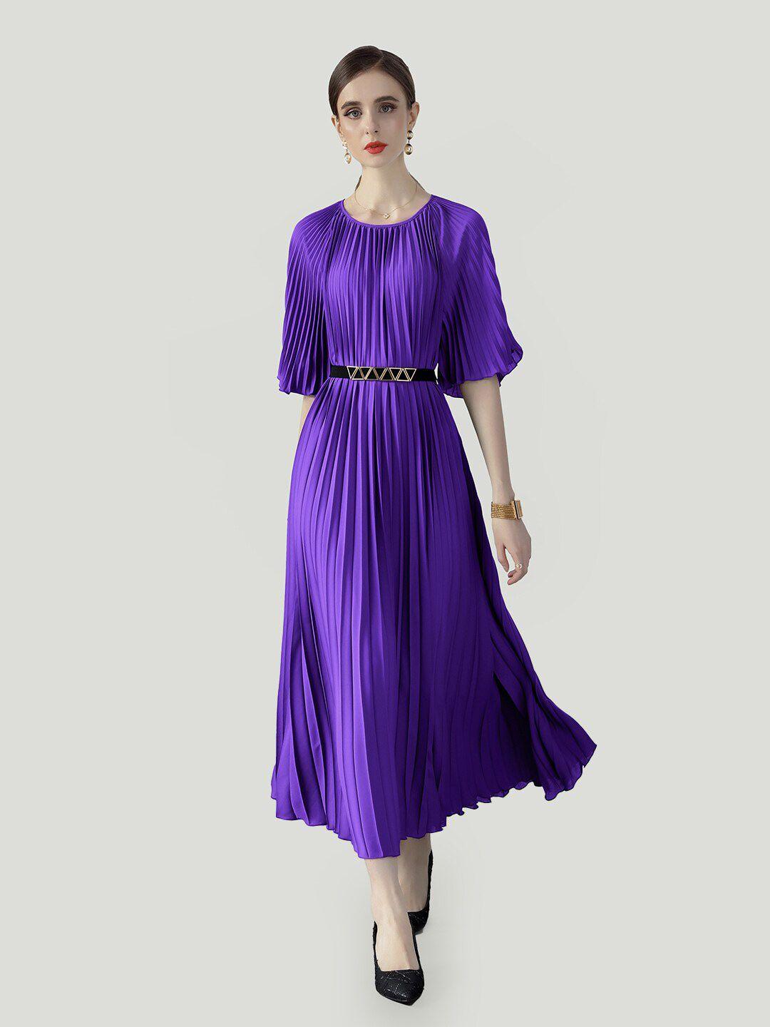 jc collection accordion pleats flared sleeves fit & flare midi dress