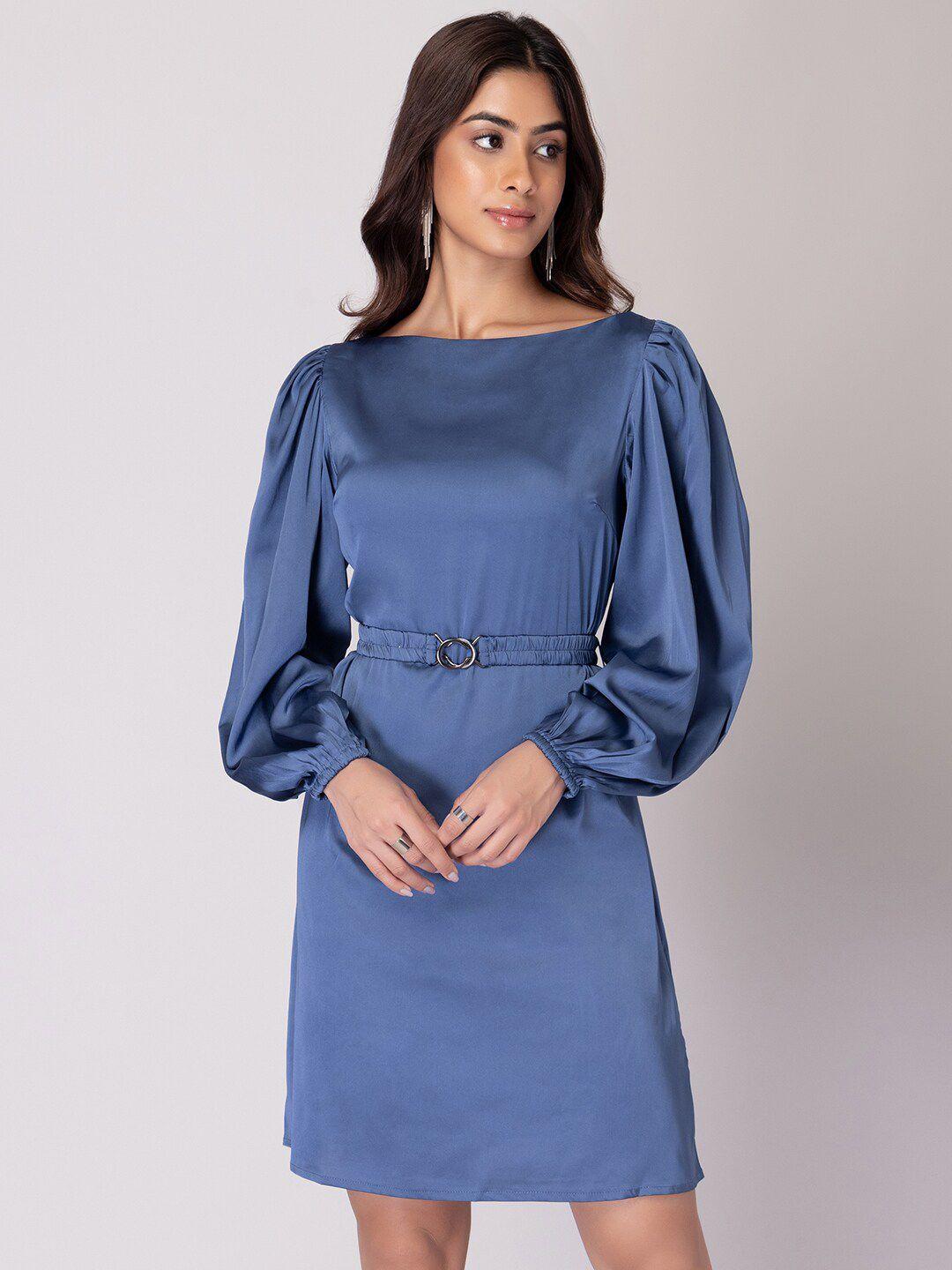 faballey puffed sleeves a-line dress